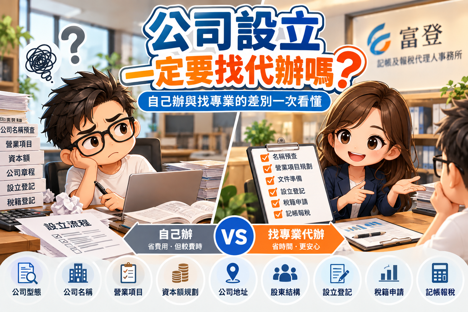 公司設立一定要找代辦嗎？自己辦公司與專業代辦差別